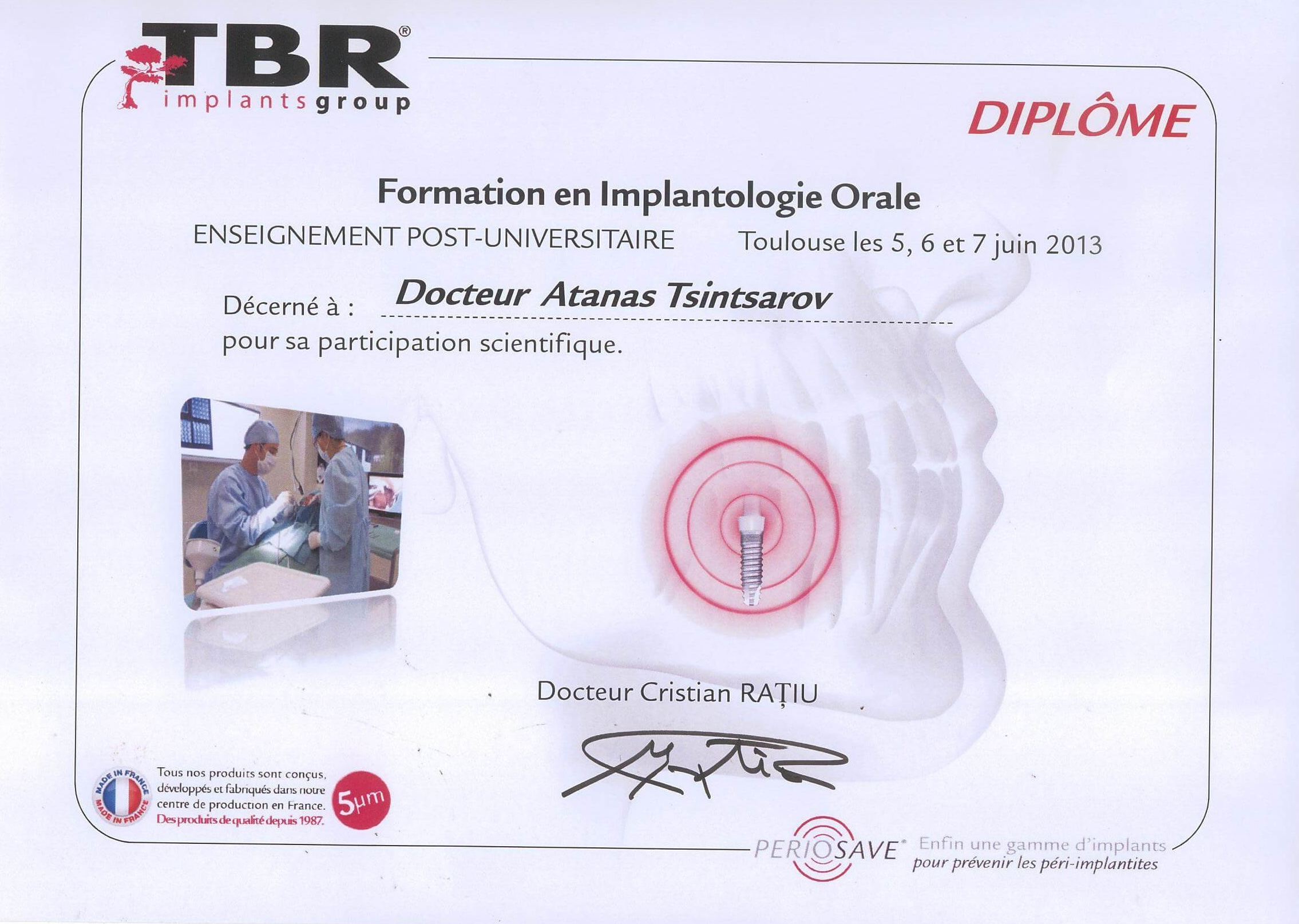 Сертификат д-р Цинцаров — certificat-tbr